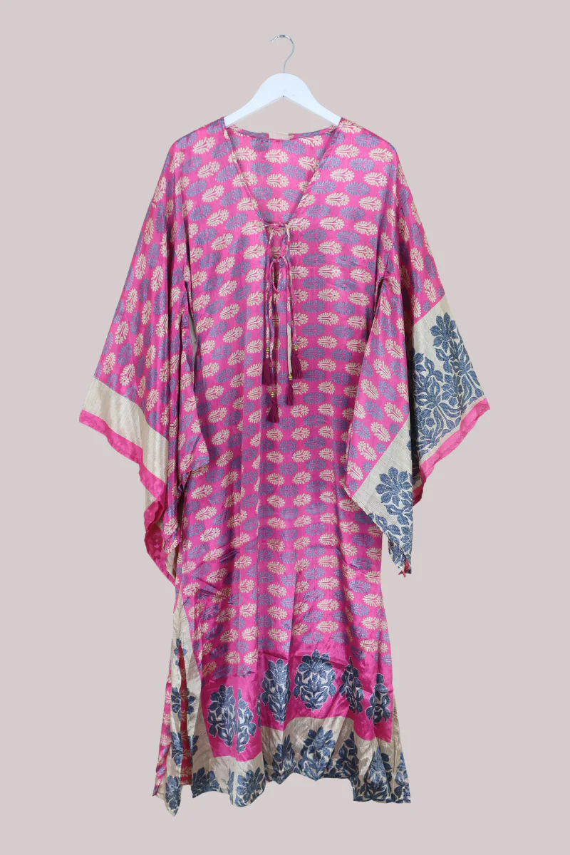 Cassandra Maxi Kaftan in Fuschia Abstract Florals - Size L/XL