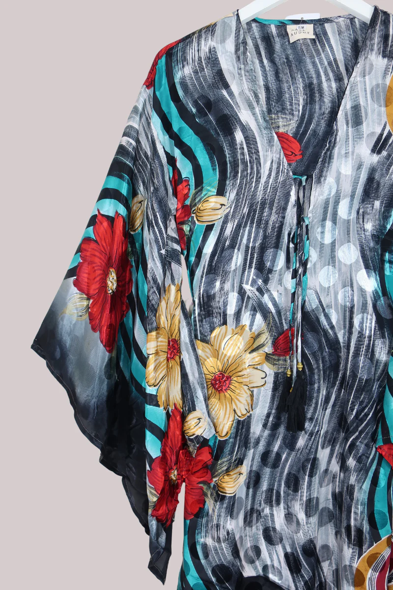 Cassandra Maxi Kaftan in Onyx Garden - Size M/L - Image 2