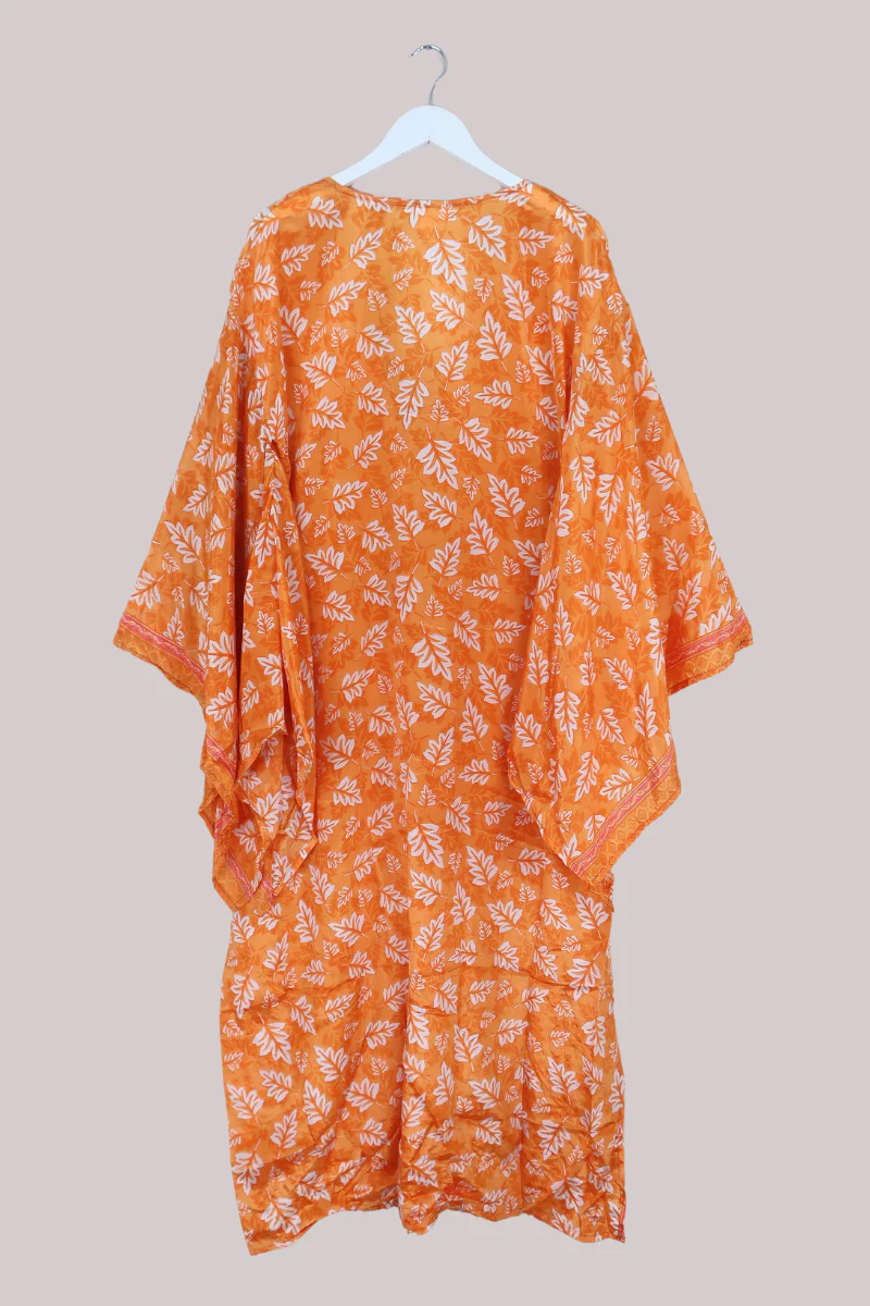 Cassandra Maxi Kaftan in Orange Fallen Leaves - Size L/XL - Image 3