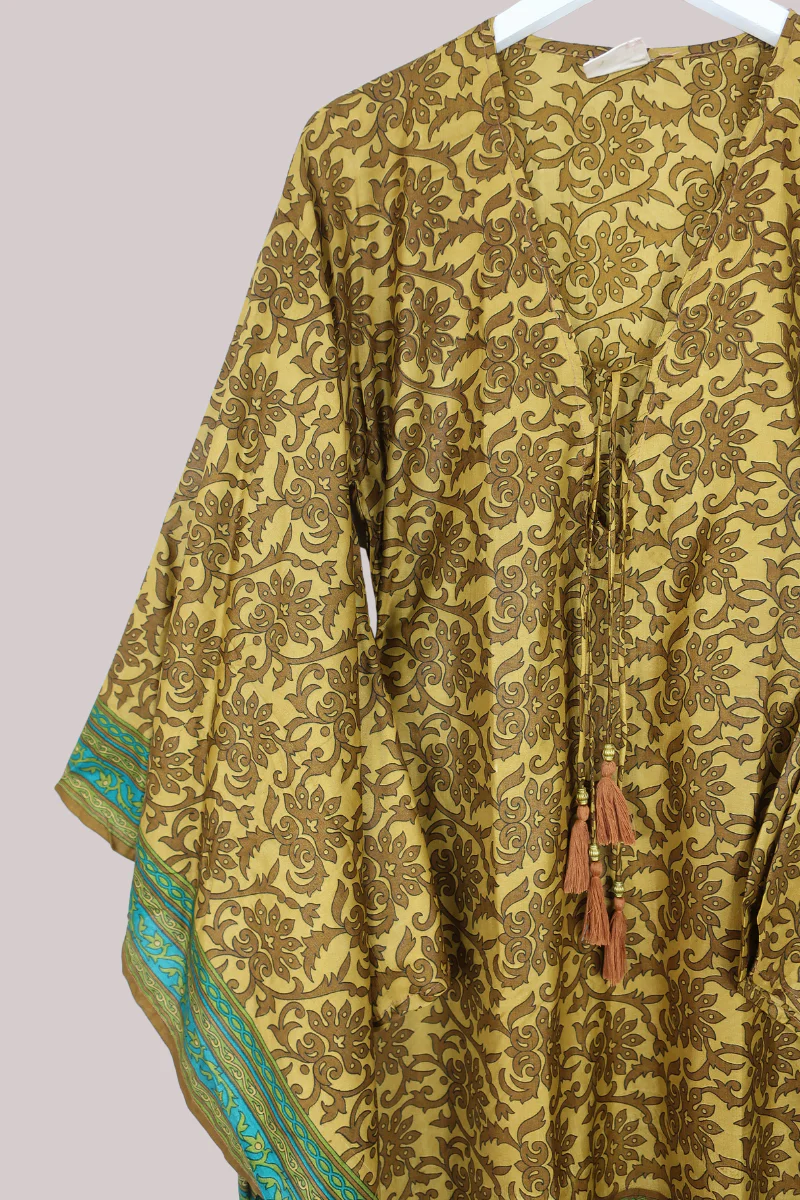 Cassandra Maxi Kaftan in Ornate Bronze Florals - Size M/L - Image 2