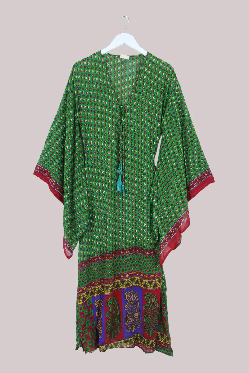 Cassandra Maxi Kaftan in Vivid Forest Floor - Size M/L