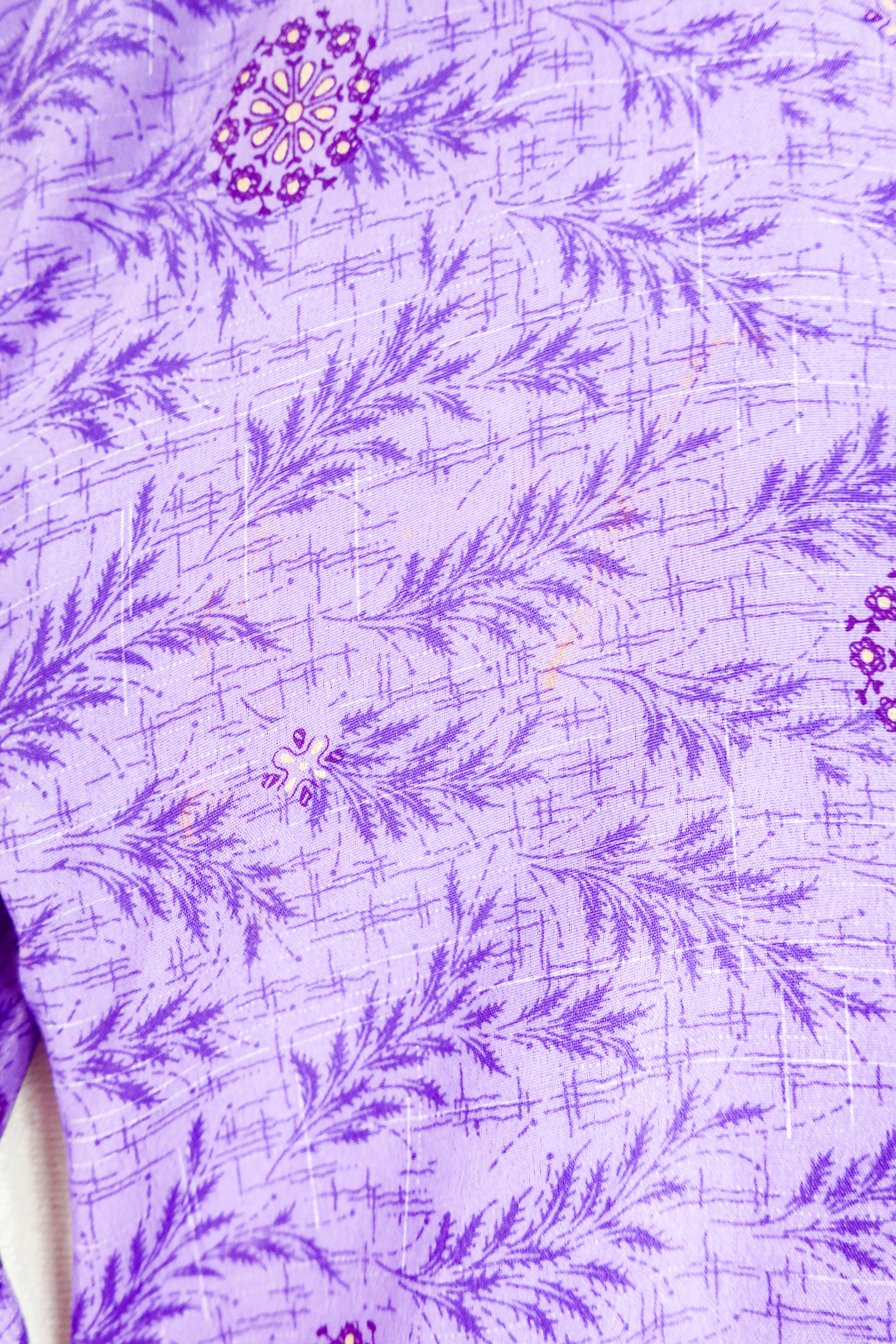 Cassandra Maxi Kaftan - Violet & Jade Green Ornamental - Vintage Sari - Size M/L - Image 5