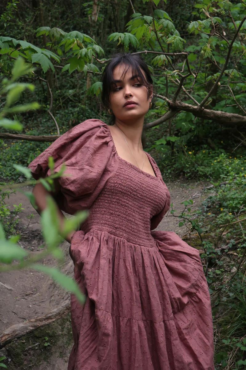 Charlotte Maxi Dress in Journal Brown Broderie Anglaise - Image 3