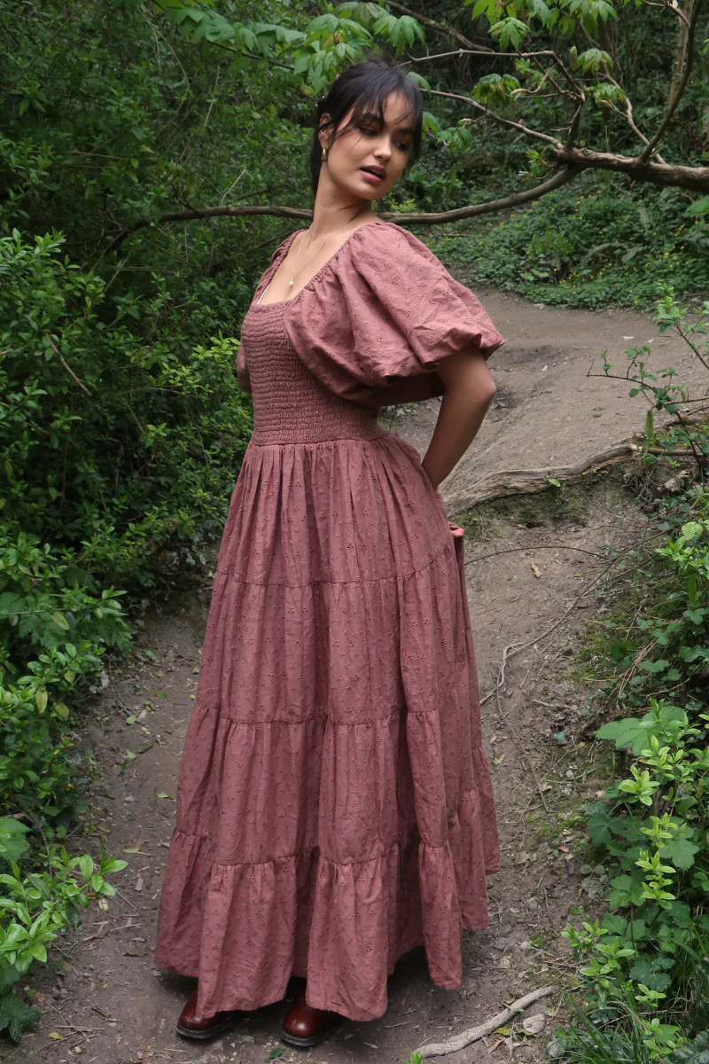 Charlotte Maxi Dress in Journal Brown Broderie Anglaise - Image 5