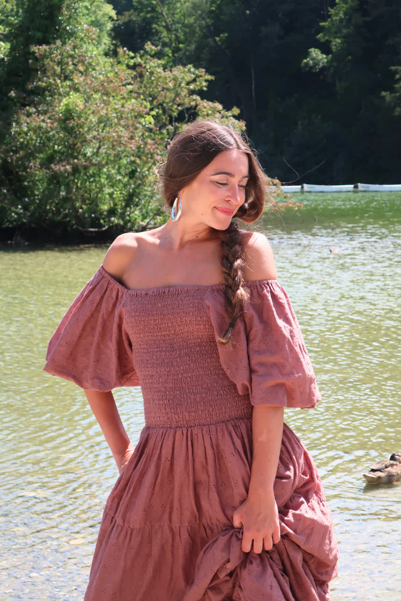 Charlotte Maxi Dress in Journal Brown Broderie Anglaise - Image 7