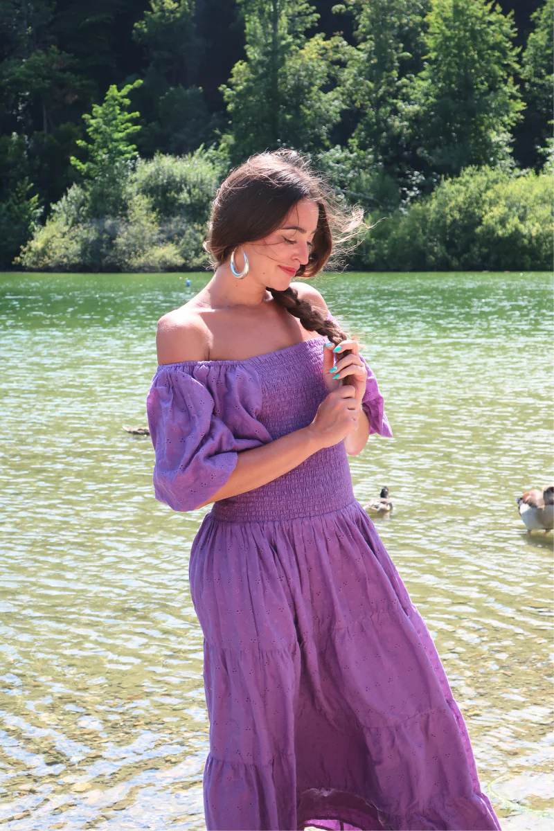 Charlotte Maxi Dress in Memoir Purple Broderie Anglaise - Image 7