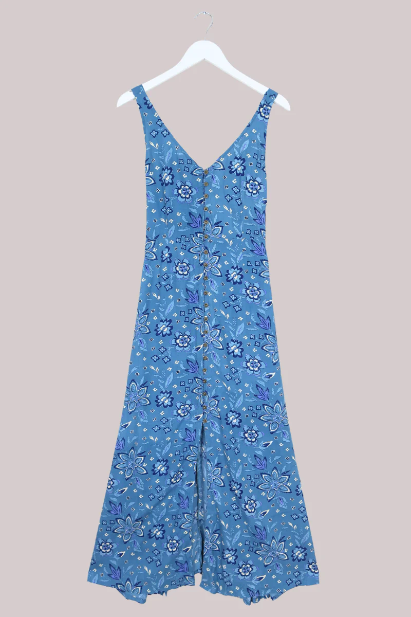 Chloe Maxi Dress in Ocean Blue Hibiscus - Image 2
