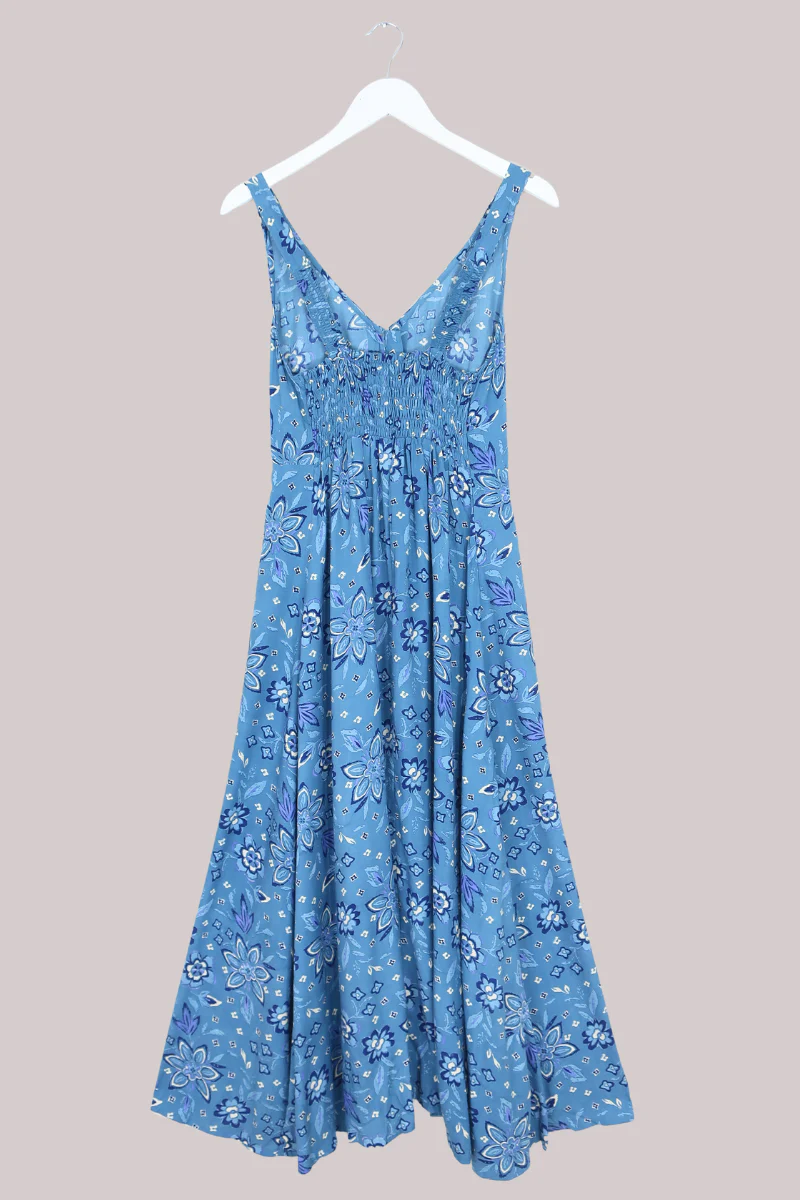 Chloe Maxi Dress in Ocean Blue Hibiscus - Image 5