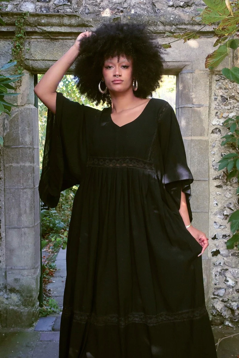 Cordelia Midi Dress in Nightshade Black - Image 3