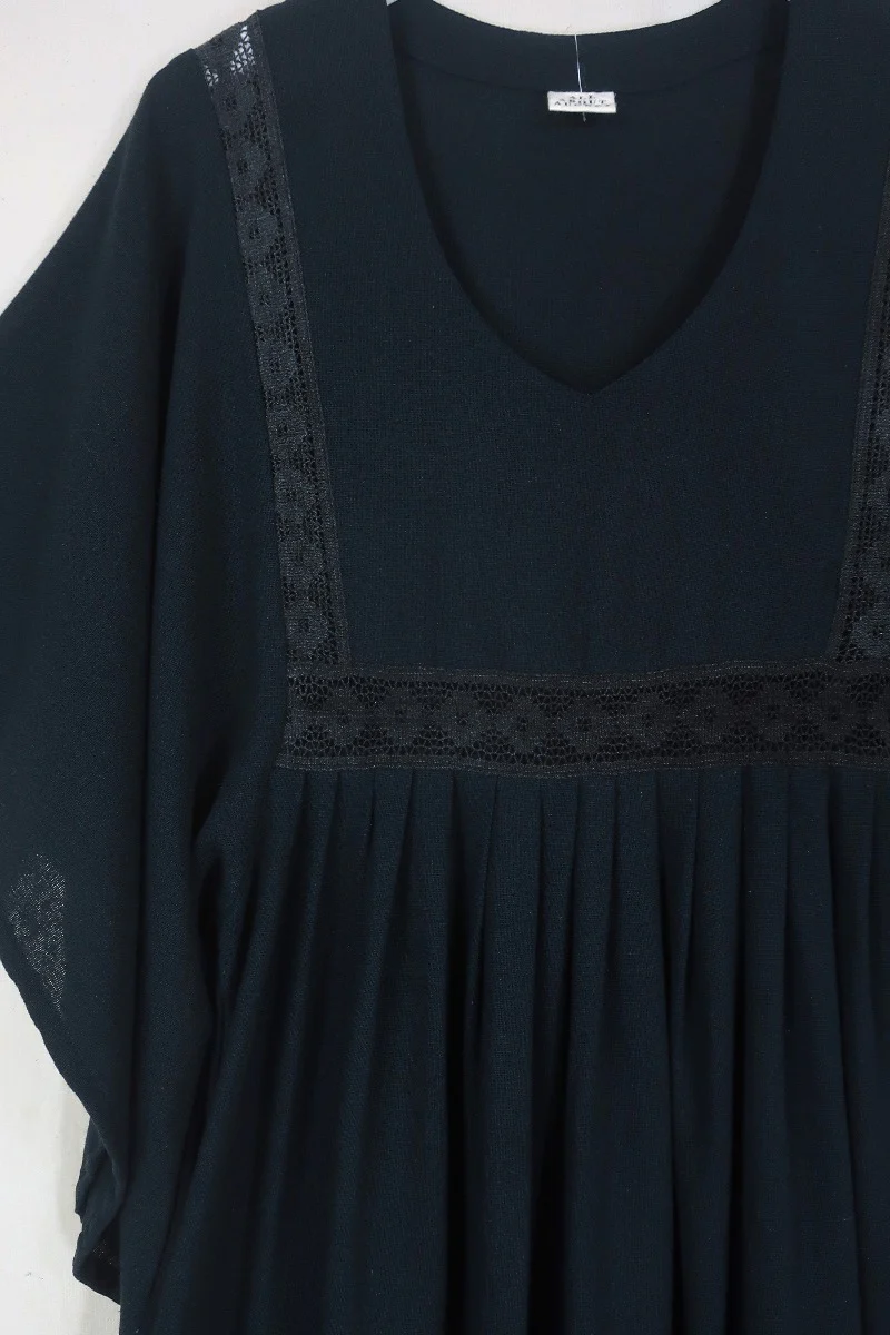 Cordelia Midi Dress in Nightshade Black - Image 4
