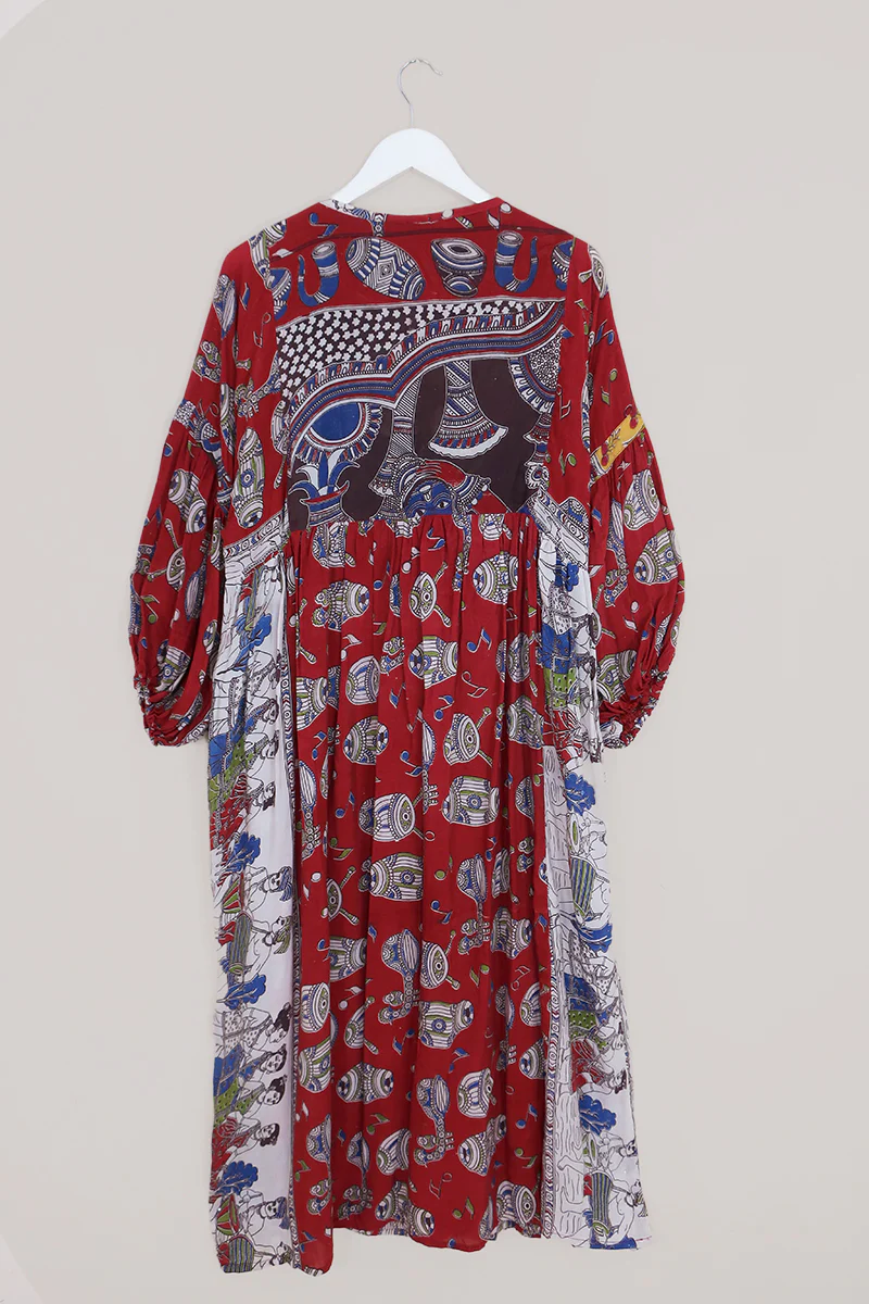 SALE Daisy Maxi Smock Dress - Here Come the Drums - Vintage Cotton - Size M/L - Image 3