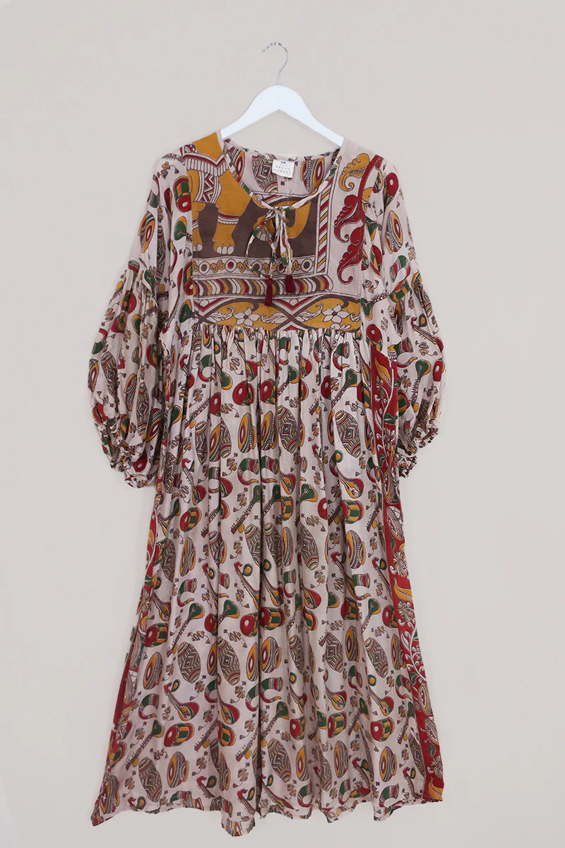 Daisy Maxi Smock Dress - Bring in the Band - Vintage Cotton - Size S/M