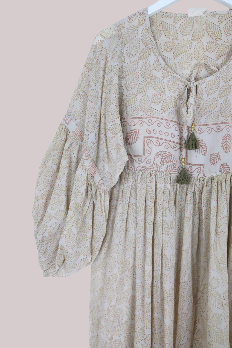 Daisy Vintage Cotton Maxi Dress in Pampas Grass - Size S/M - Image 2