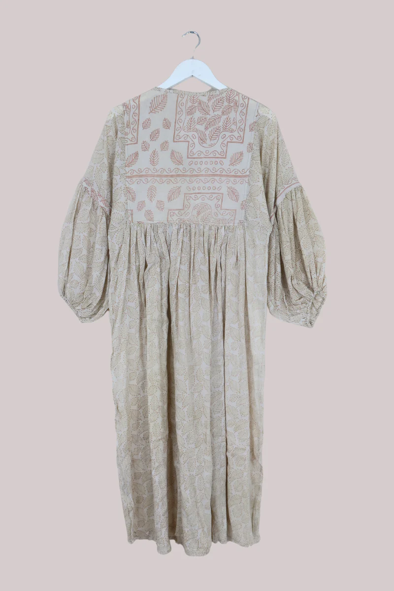 Daisy Vintage Cotton Maxi Dress in Pampas Grass - Size S/M - Image 3