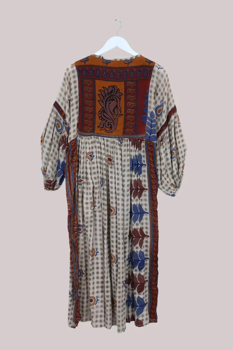 Daisy Vintage Cotton Maxi Dress in Sand, Amber & Garnet - Size XS - Image 3