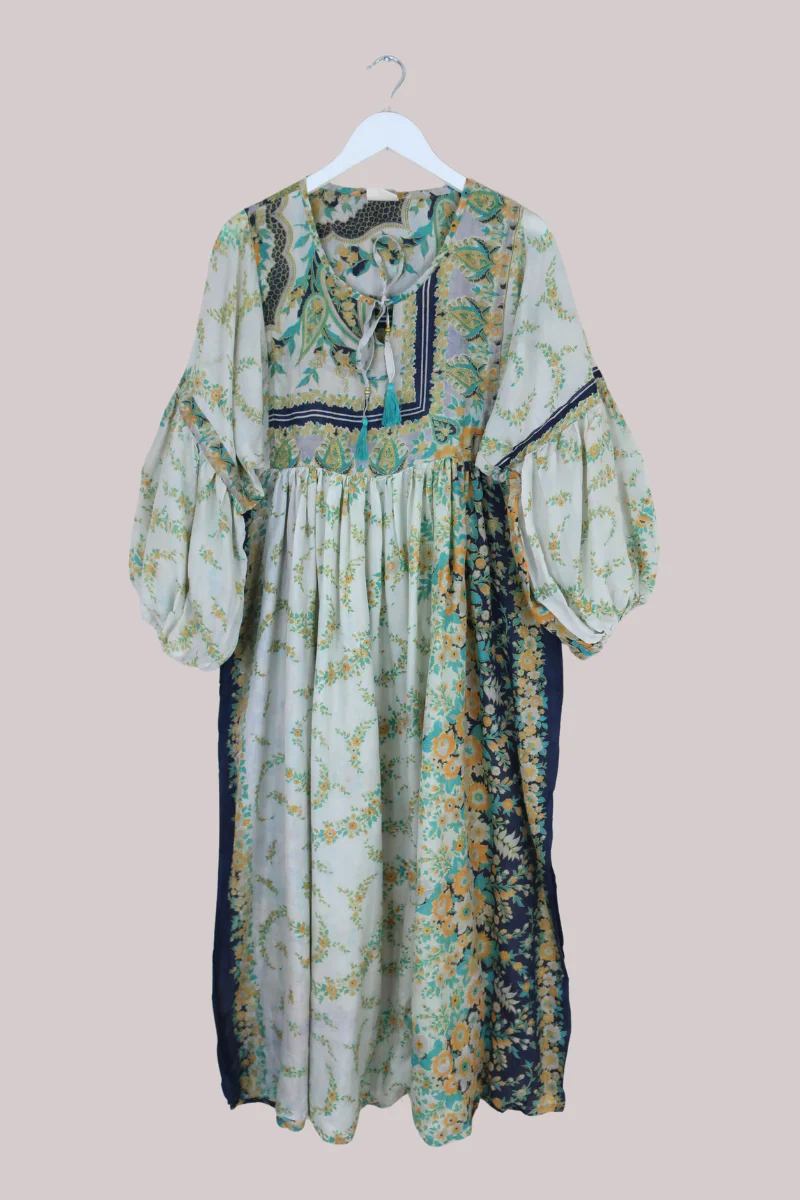 Daisy Vintage Cotton Maxi Dress - Beautiful Blossom Garden Walls - Size XS