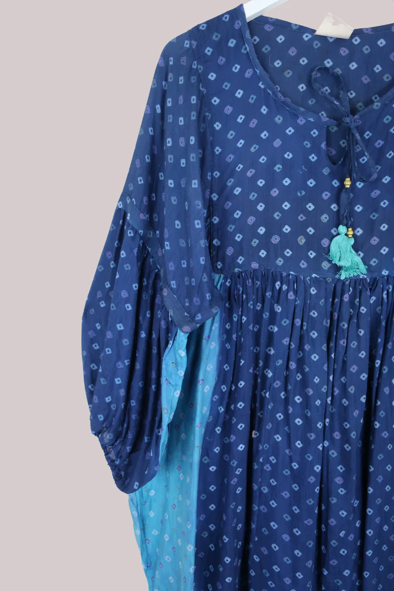 Daisy Vintage Cotton Midi Dress in Oceanic Blue Mosaic - Size M/L - Image 2