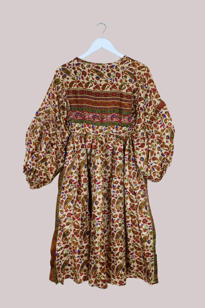 Daisy Vintage Cotton Midi Dress - Rubies, Amethysts & Emeralds - Size S/M - Image 3