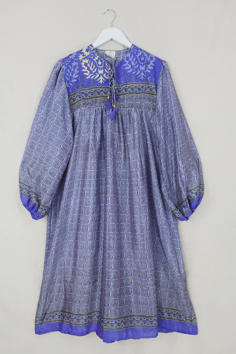 Daphne Dress - Amethyst Mosaic - Vintage Sari - Size S/M - Image 3