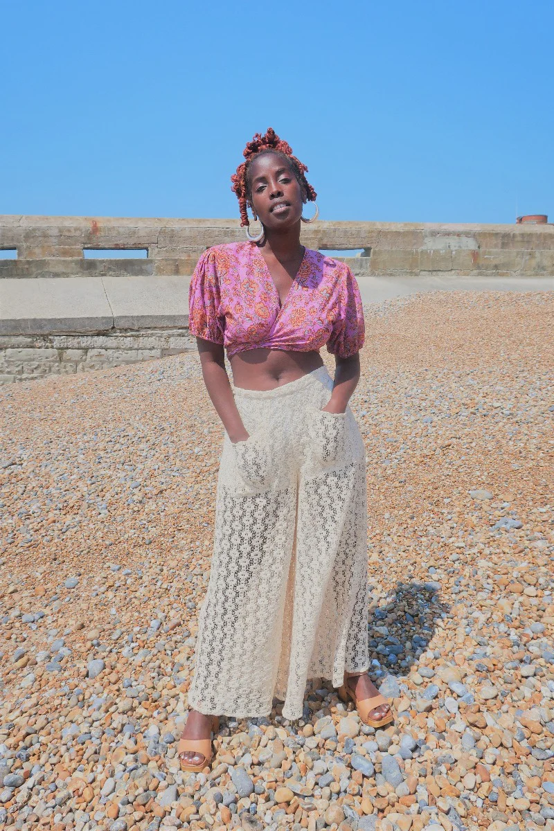 Diana Wrap Top in Pink Violet Floral - Image 2
