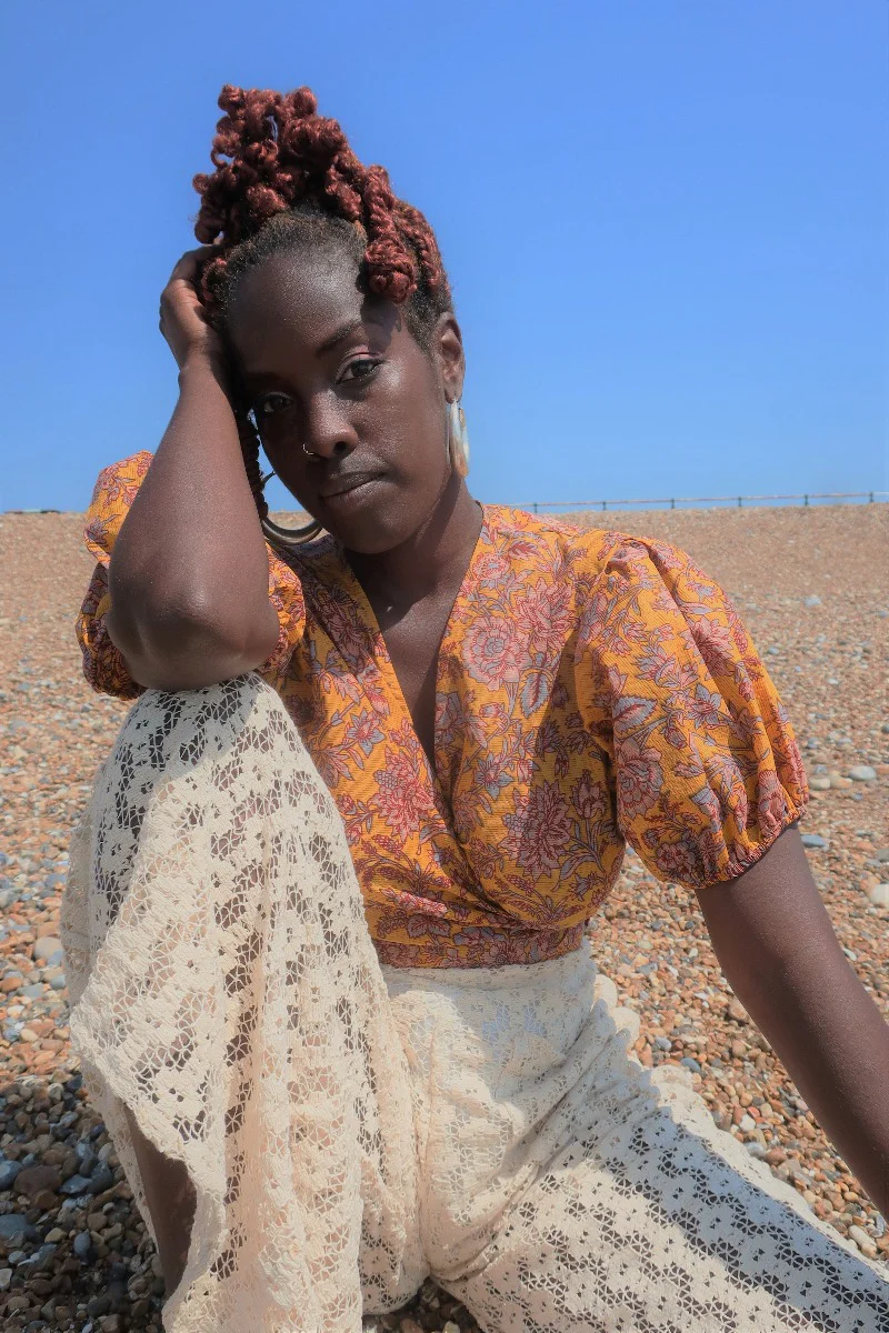 Diana Wrap Top in Sunflower Yellow Floral - Image 2