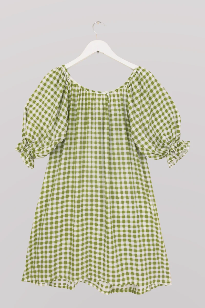 Dolly Mini Dress in Apple Green Gingham - Image 4