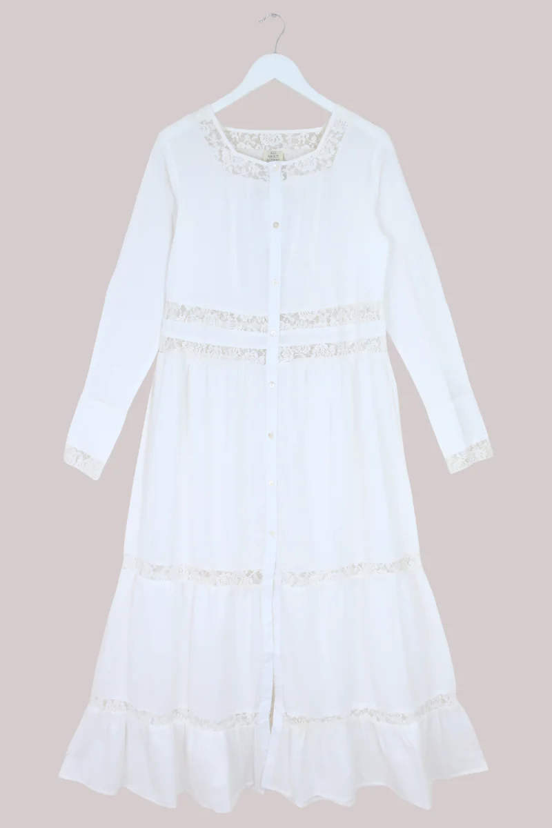 Elizabeth Button-Up Maxi in Diary White Lace - Image 2