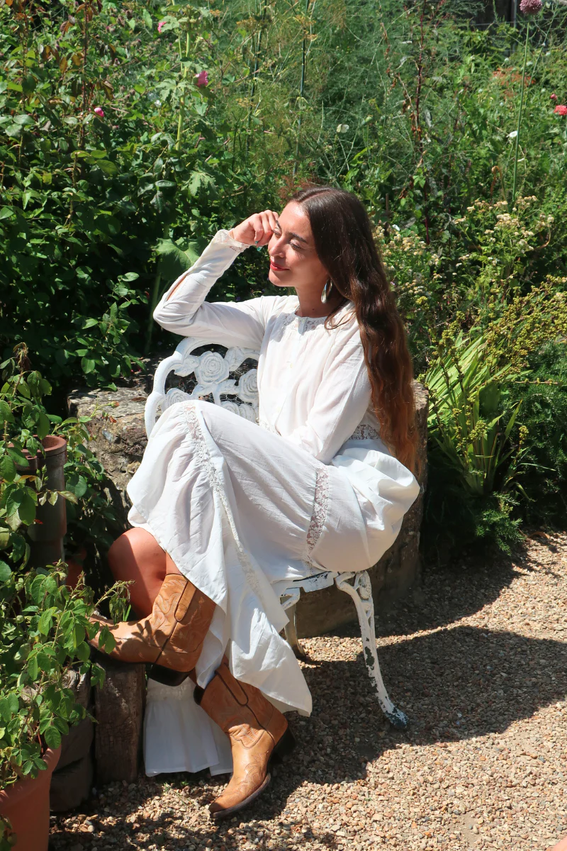 Elizabeth Button-Up Maxi in Diary White Lace - Image 3