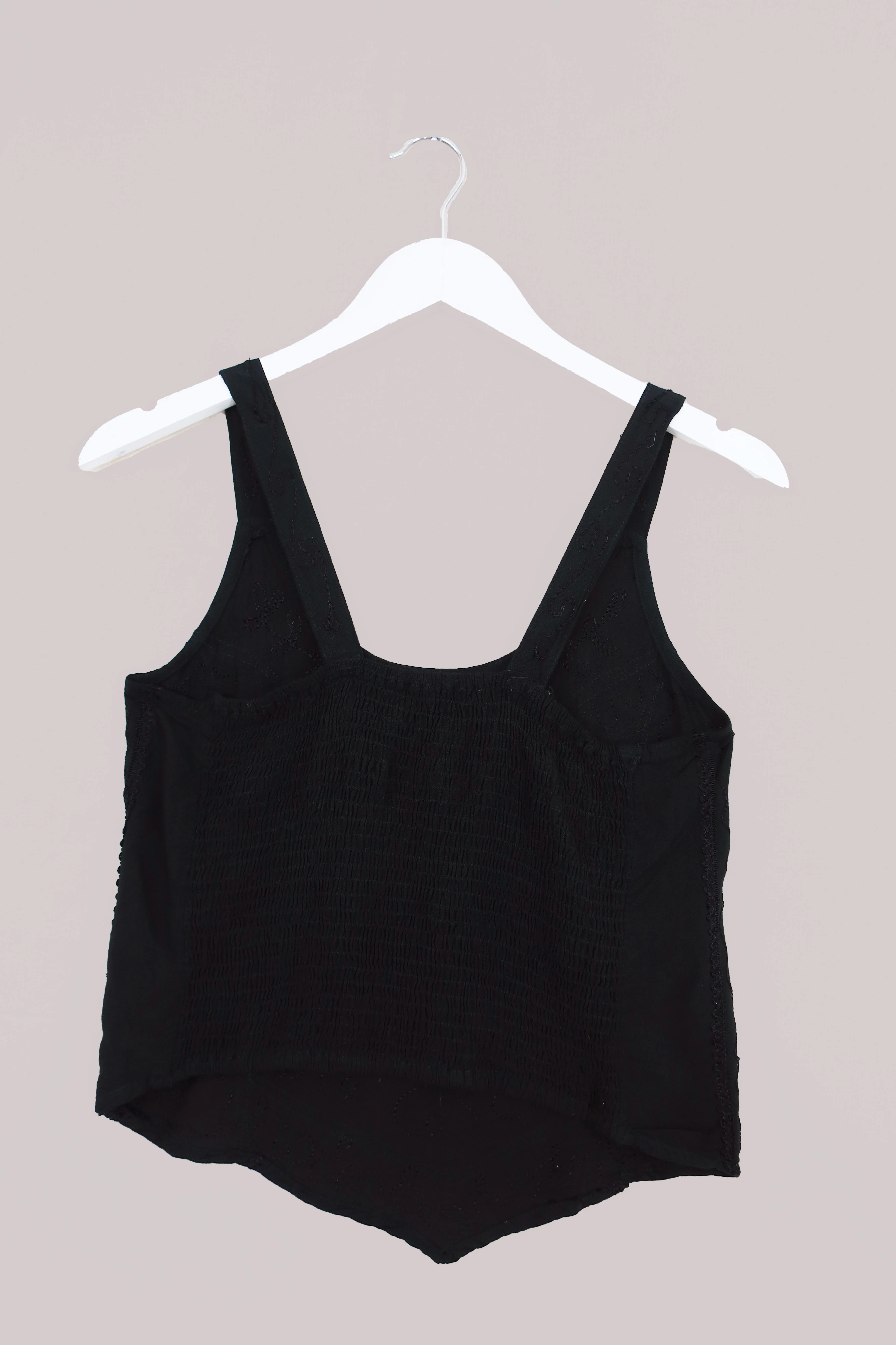 Embroidered Handkerchief Top in Pitch Black - Free Size - Image 4