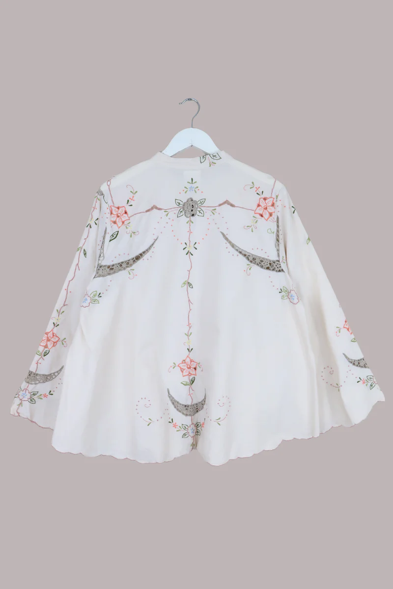 Emmeline Vintage Tablecloth Jacket in Apricot Blossom - Image 3