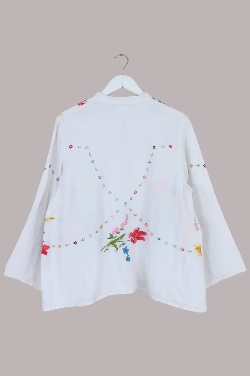 Emmeline Vintage Tablecloth Jacket in Bouquet Of Lillies - Image 3