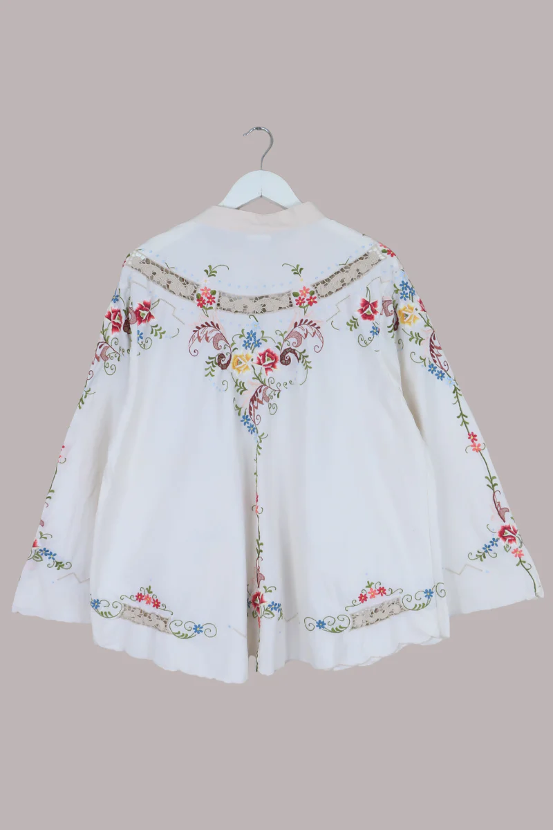 Emmeline Vintage Tablecloth Jacket in Climbing Hibiscus - Image 2
