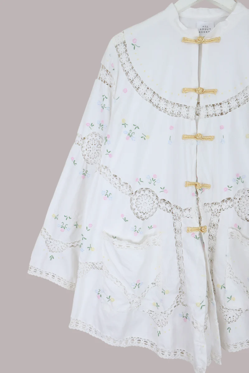 Emmeline Vintage Tablecloth Jacket in Confetti Florals - Image 2