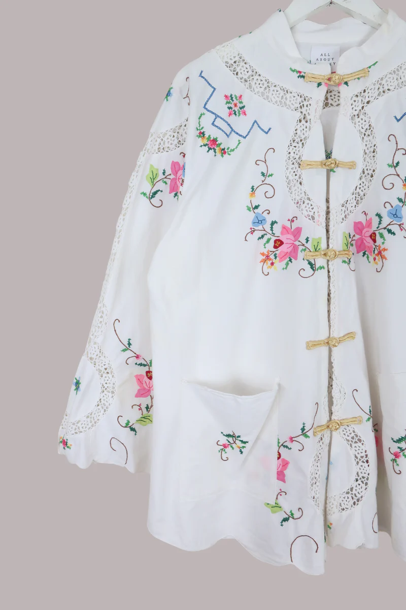Emmeline Vintage Tablecloth Jacket in Midsommar Florals - Image 3