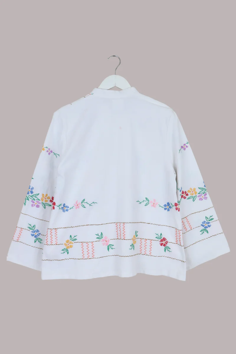 Emmeline Vintage Tablecloth Jacket in Paintbox Daisies - Image 3