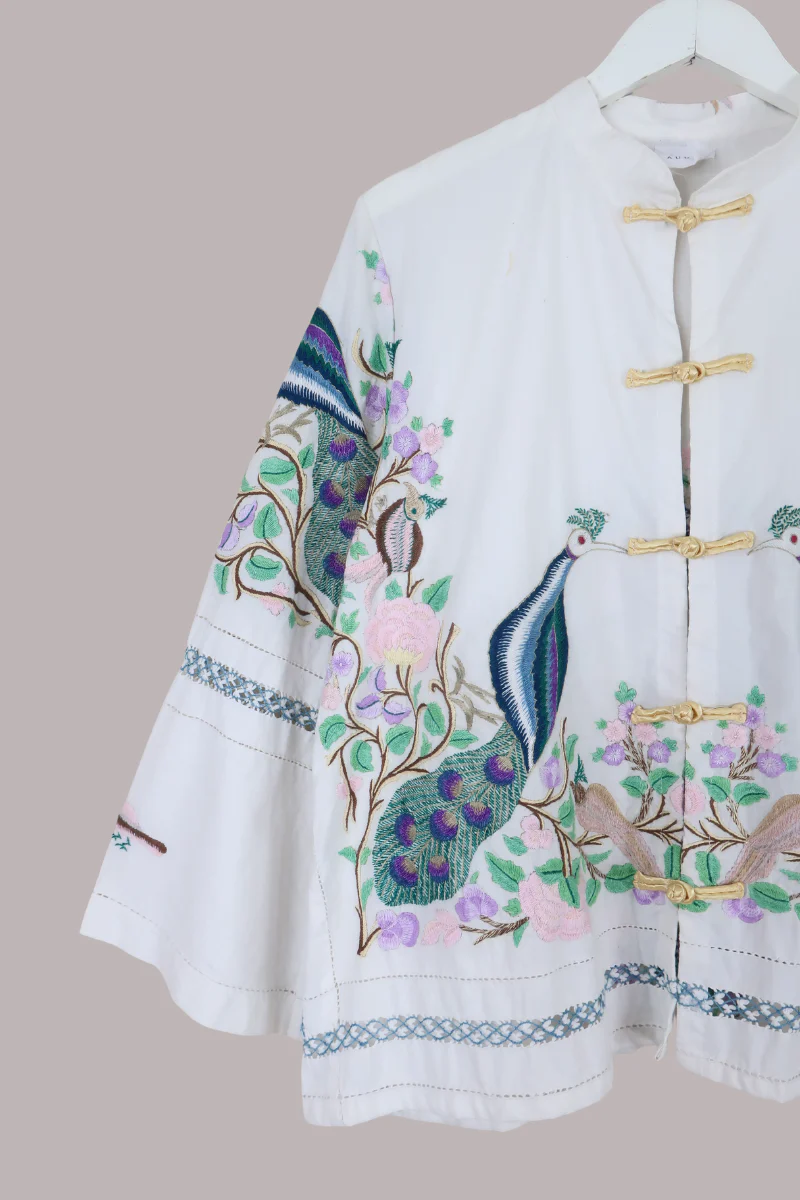 Emmeline Vintage Tablecloth Jacket in Pride of the Peacock - Image 4