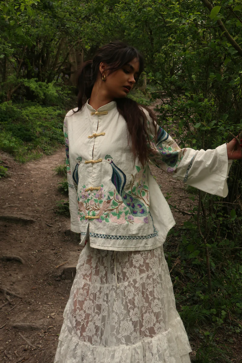 Emmeline Vintage Tablecloth Jacket in Pride of the Peacock - Image 5