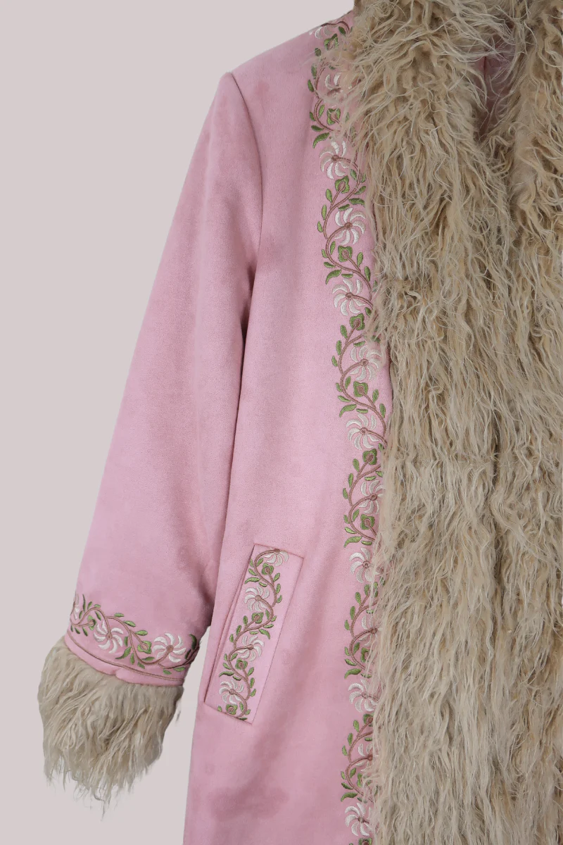 Fleetwood Embroidered Penny Lane Coat in Songbird Pink - Image 4