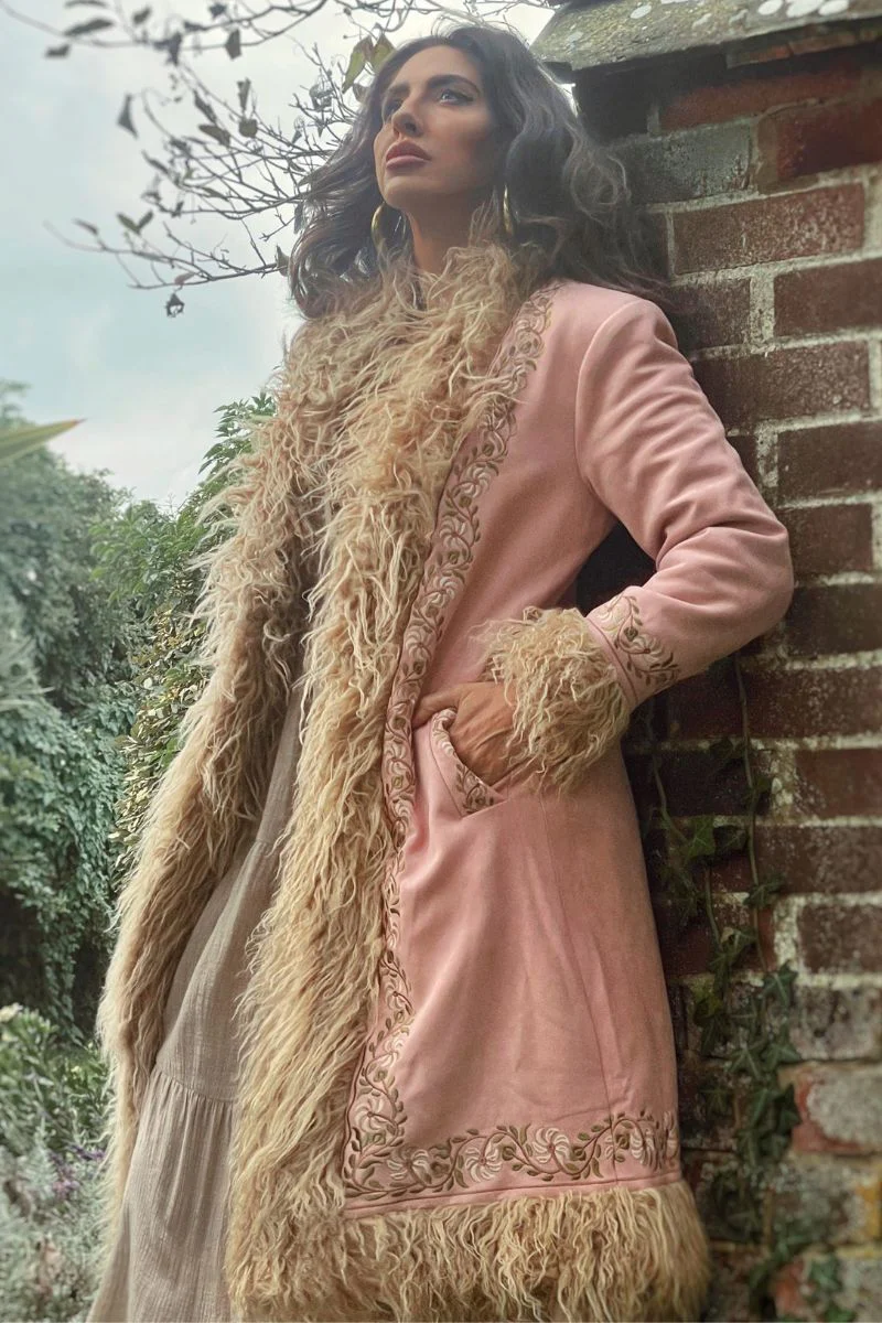 Fleetwood Embroidered Penny Lane Coat in Songbird Pink - Image 5