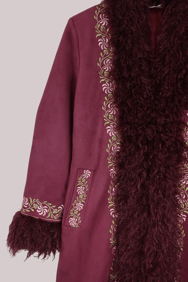 Fleetwood Embroidered Penny Lane Coat in Tango in the Night Burgundy - Image 4