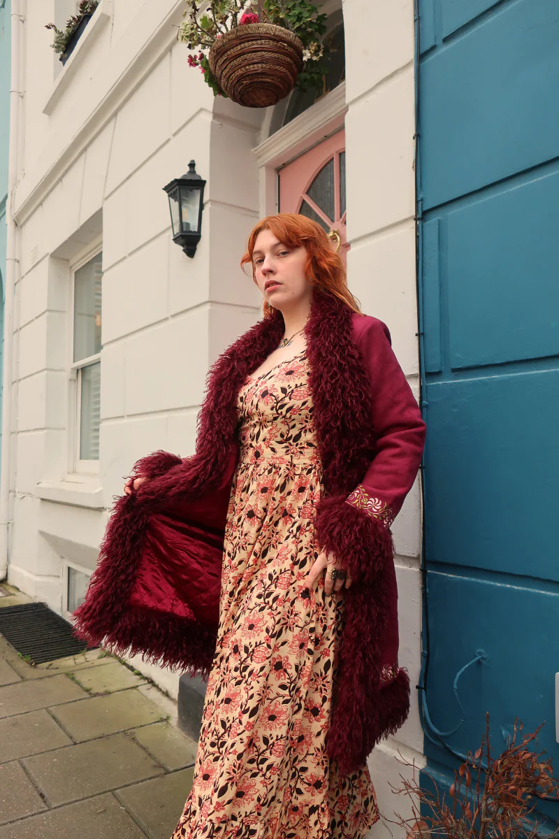 Fleetwood Embroidered Penny Lane Coat in Tango in the Night Burgundy - Image 7