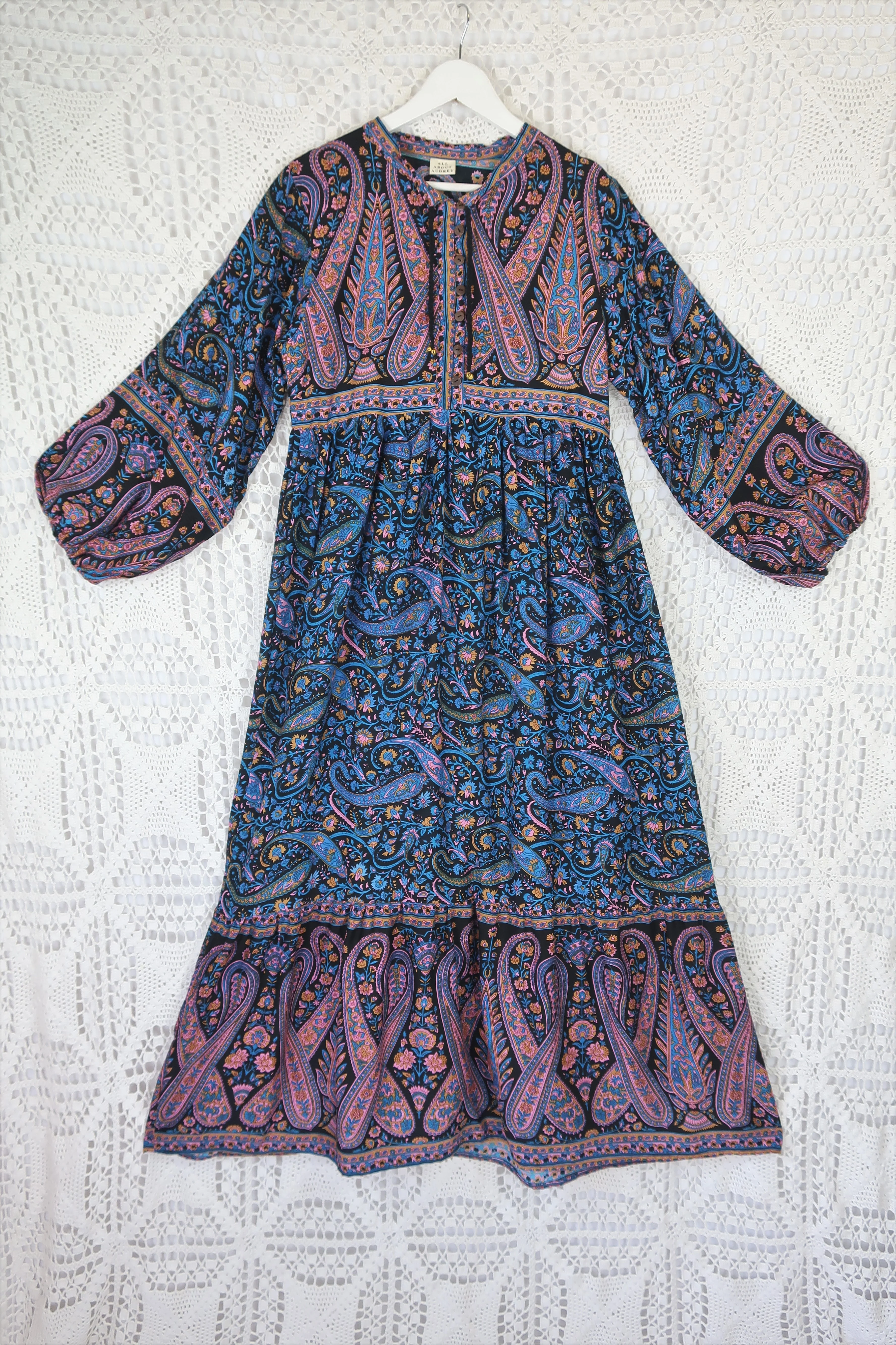 Florence Maxi Dress in Midnight Sapphire Paisley Floral - Image 2