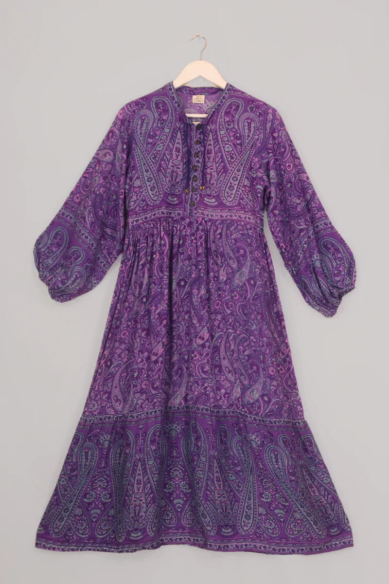 Florence Maxi Dress in Orchid Purple Paisley Floral - Image 5