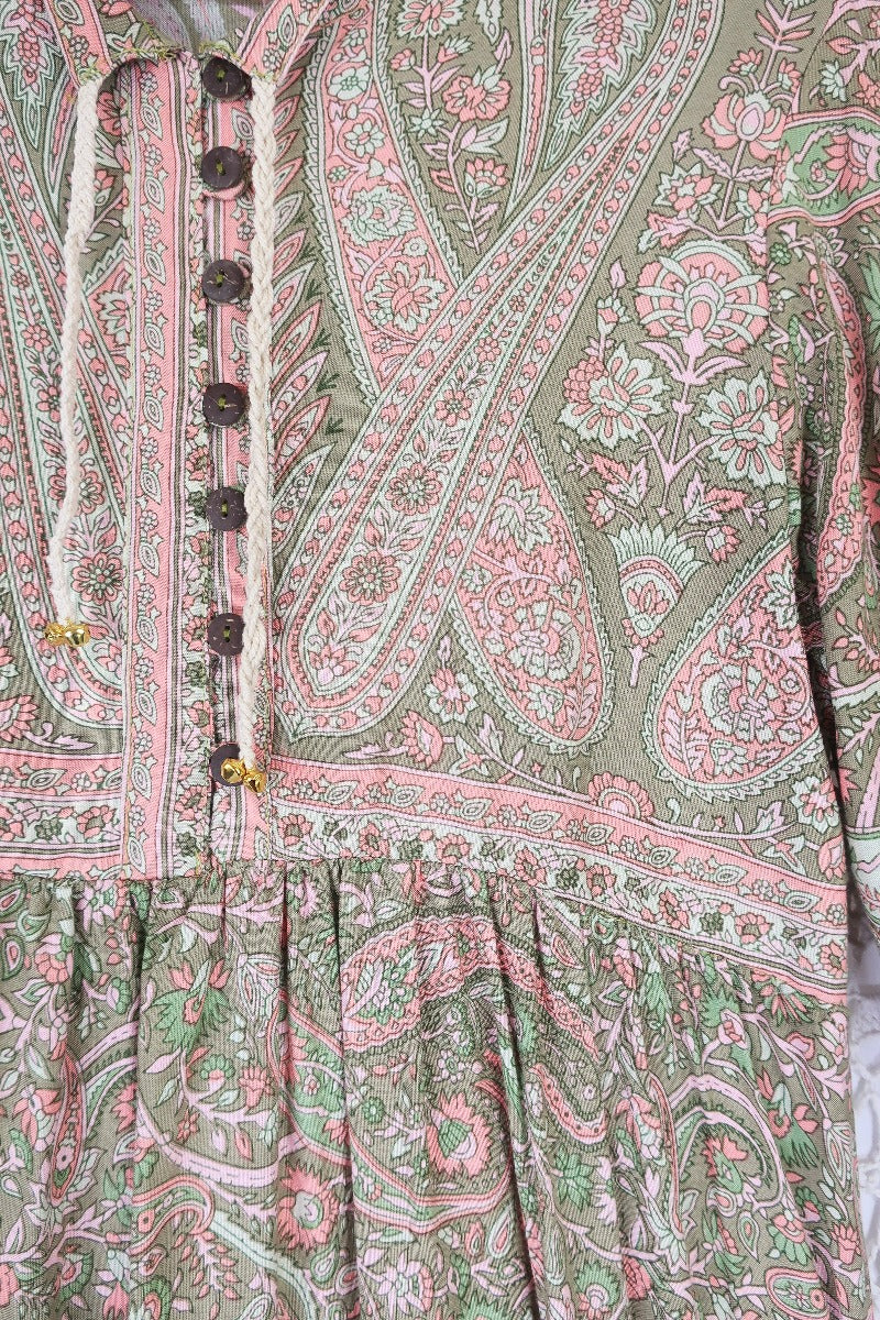 Florence Maxi Dress in Sage & Blush Paisley Floral - Image 3