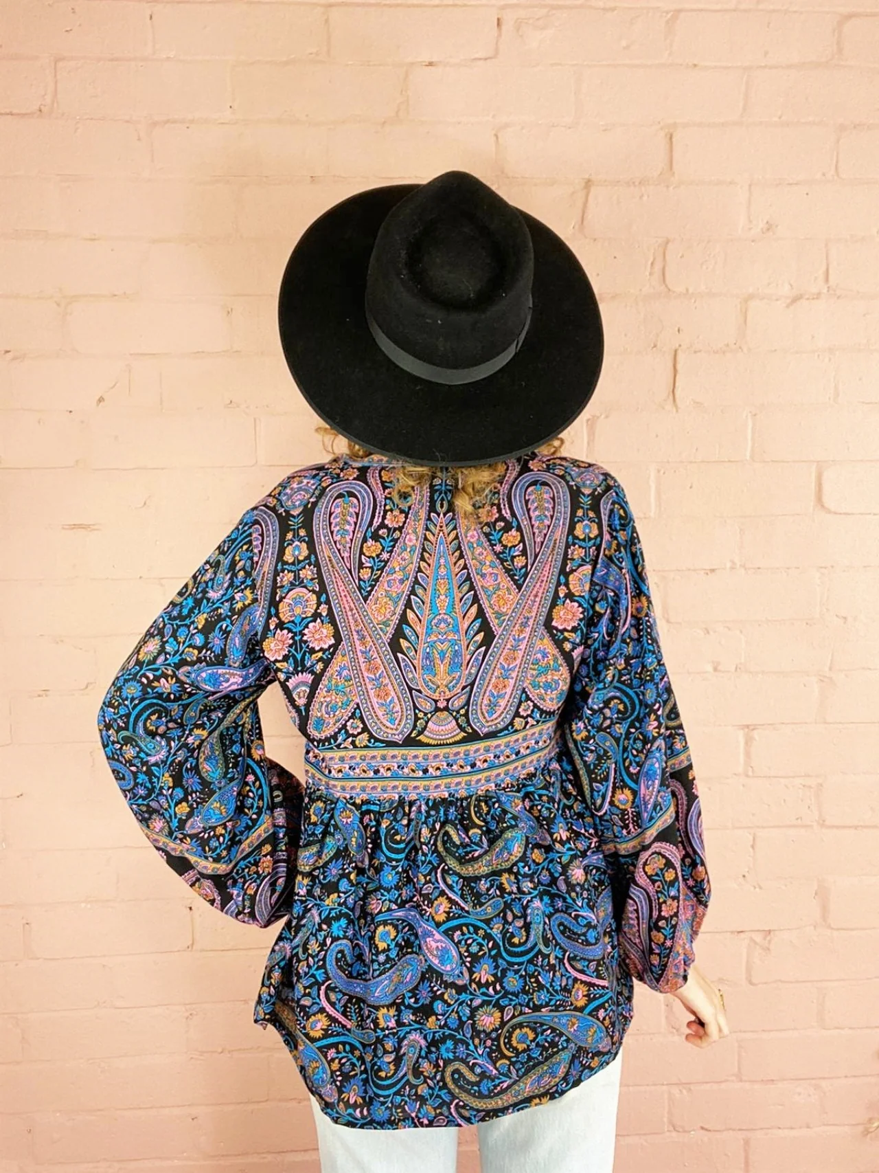 Florence Smock Top in Midnight Sapphire Paisley Floral - Image 6
