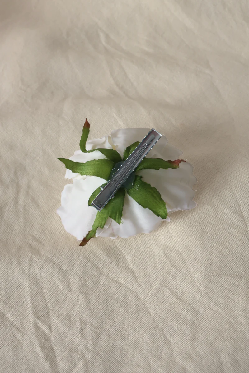 Milk White Flower Barrette - Image 3