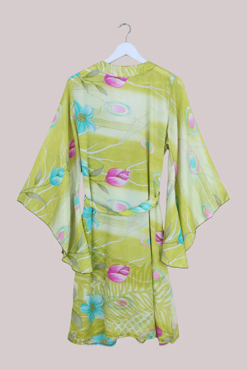 Gemini Kimono in Chartreuse Tulips - Size L/XL - Image 3