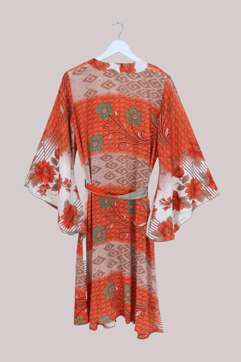 Gemini Kimono in Hazy Tangerine Florals - Size L/XL - Image 3