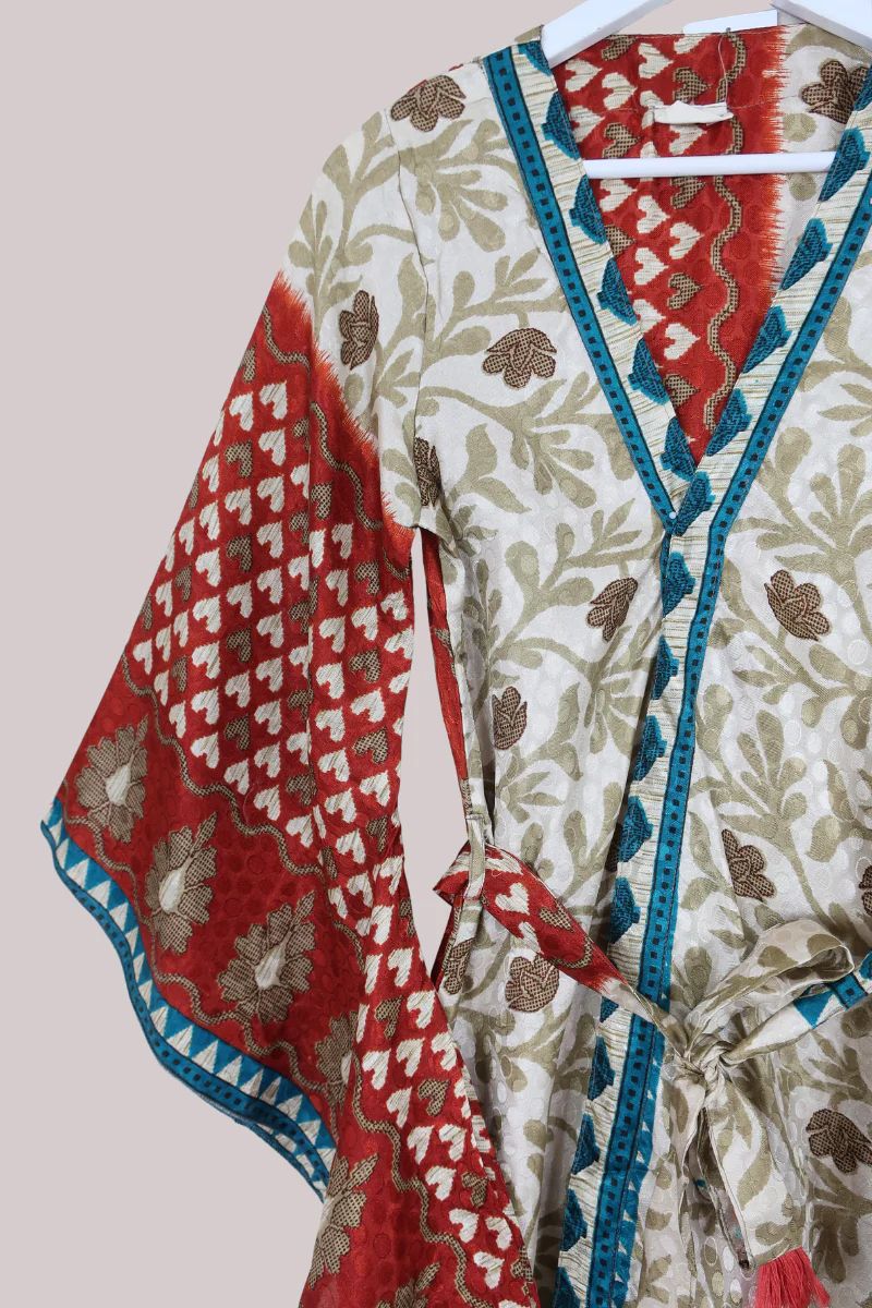 Gemini Kimono in Rust Red Hearts - Size M - Image 2
