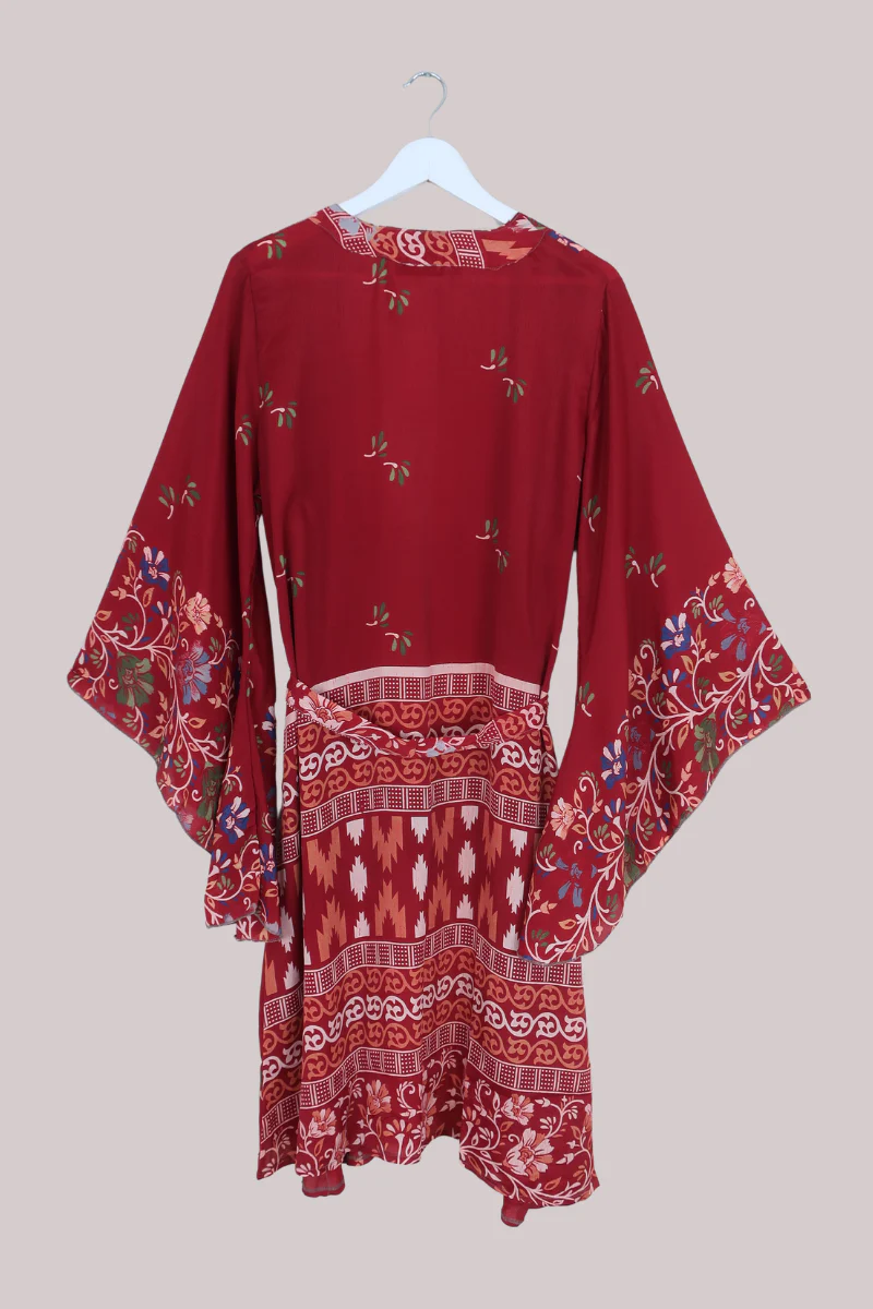 Gemini Kimono in Wine Red Garden - Size L/XL - Image 3